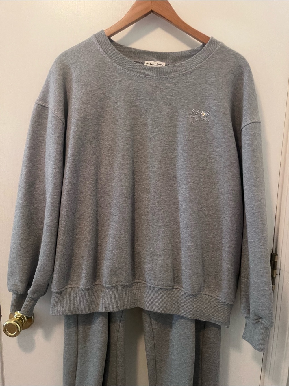 For Love & Lemons Gray Crewneck Sweatshirt & Sweatpants set
